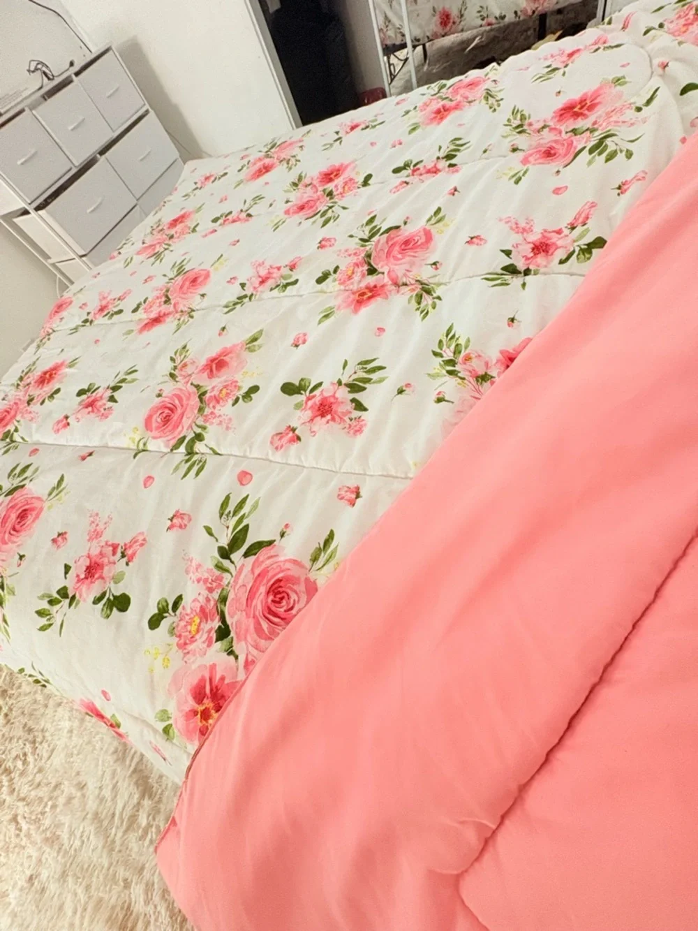 Floral Pink Rose Comforter Set - Home Bedding